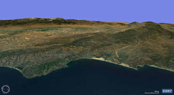3D map, San Luis Obispo County coastline