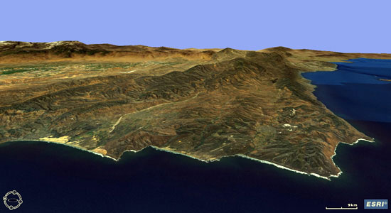 3D map, southern Central Coast coastline