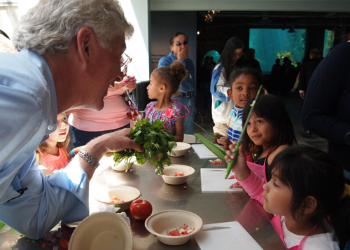 Preston Maring leads a cooking class for beginners: Monterey Bay Aquarium, Cooking for Solutions