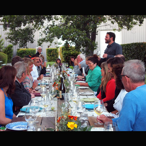 Winemaker Ryan Deovlet and guests
