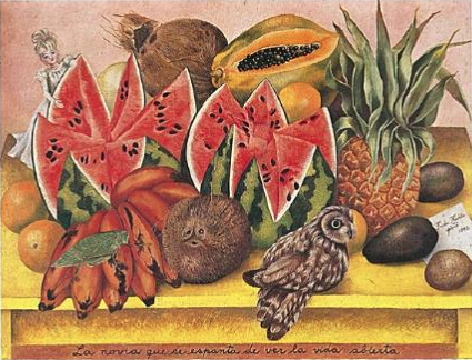 Still Life with Watermelons, Fruit, Animals and Fairy by Frida Kahlo